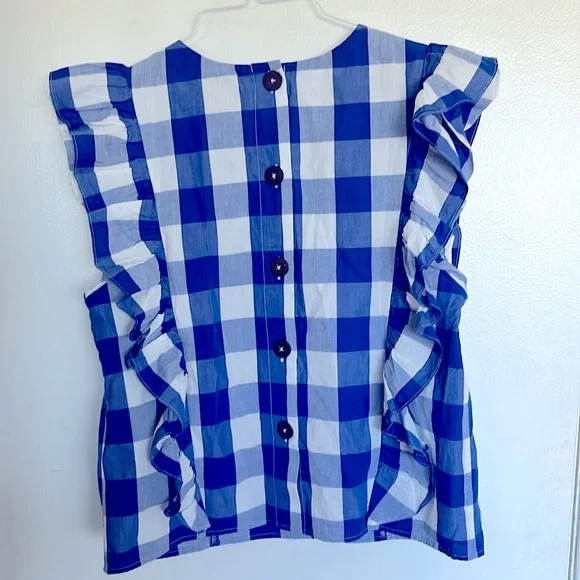 NWT Anthropologie Whit Two Gingham Ruffle Blouse - Picture 5 of 5